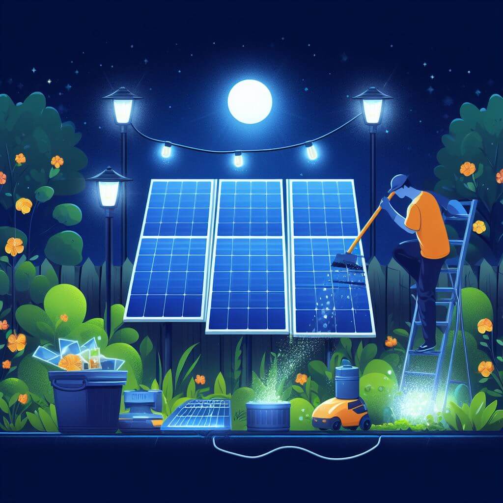 cleaning solar panels on garden lights